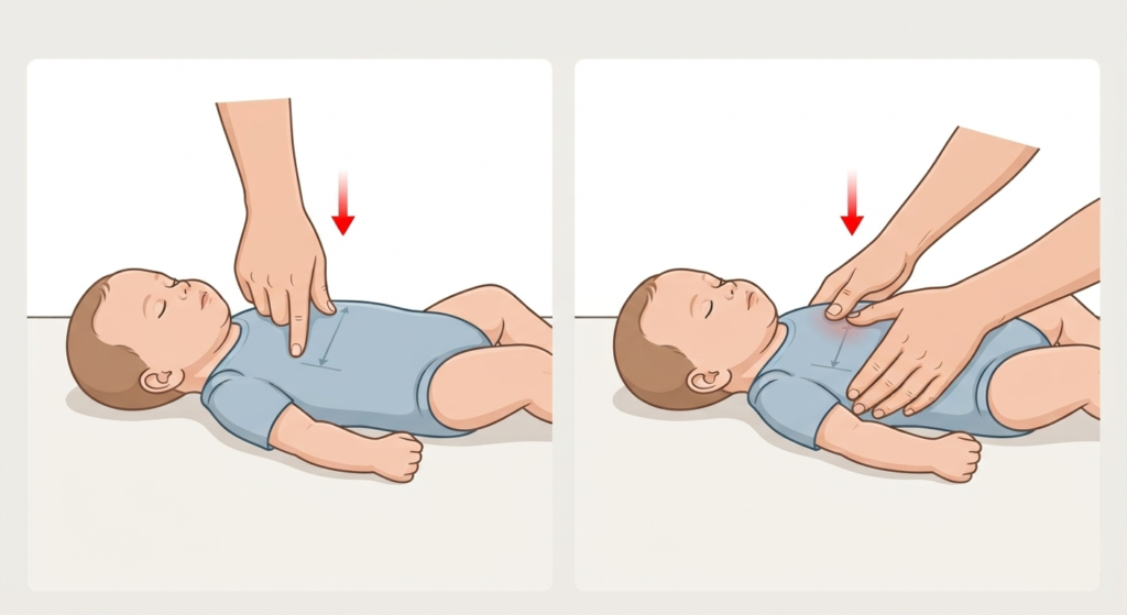 RCP em crianças e bebês: como fazer a reanimação cardiopulmonar passo a passo 2 Técnicas de compressão torácica durante RCP em um bebê